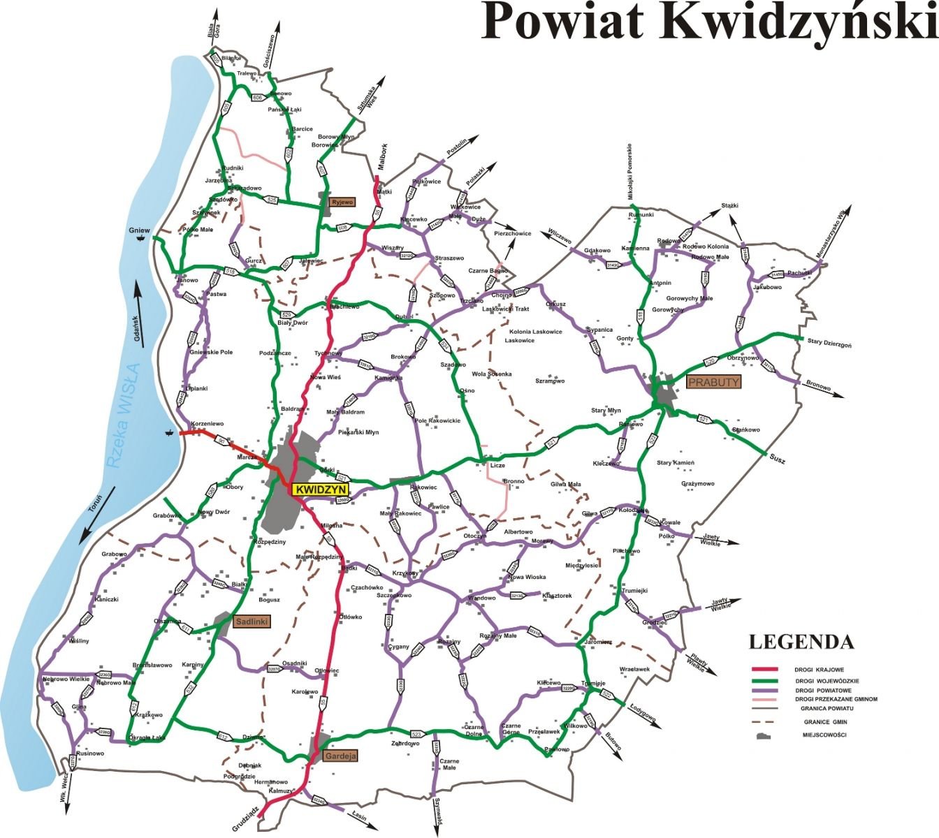 MAPA aktualne drogi powiatowe pazdz2009