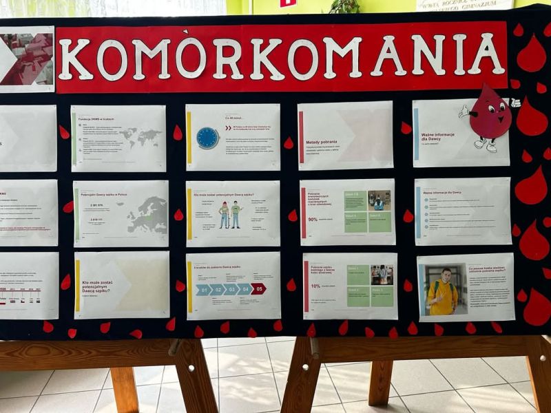 Tablica informacyjna na temat działania fundacji, przygotowana przez uczniów