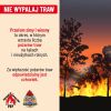 Plakat informacyjny do treści artykułu przedstawia zagrożenia związane z wypalaniem traw oraz kluczowe informacje na ten temat.
